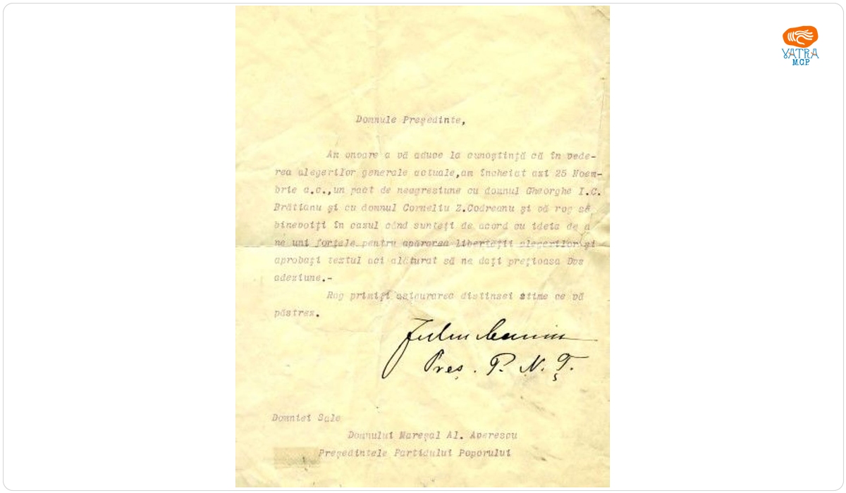 uliu Maniu — Iuliu Maniu către mareșalul Alexandru Averescu