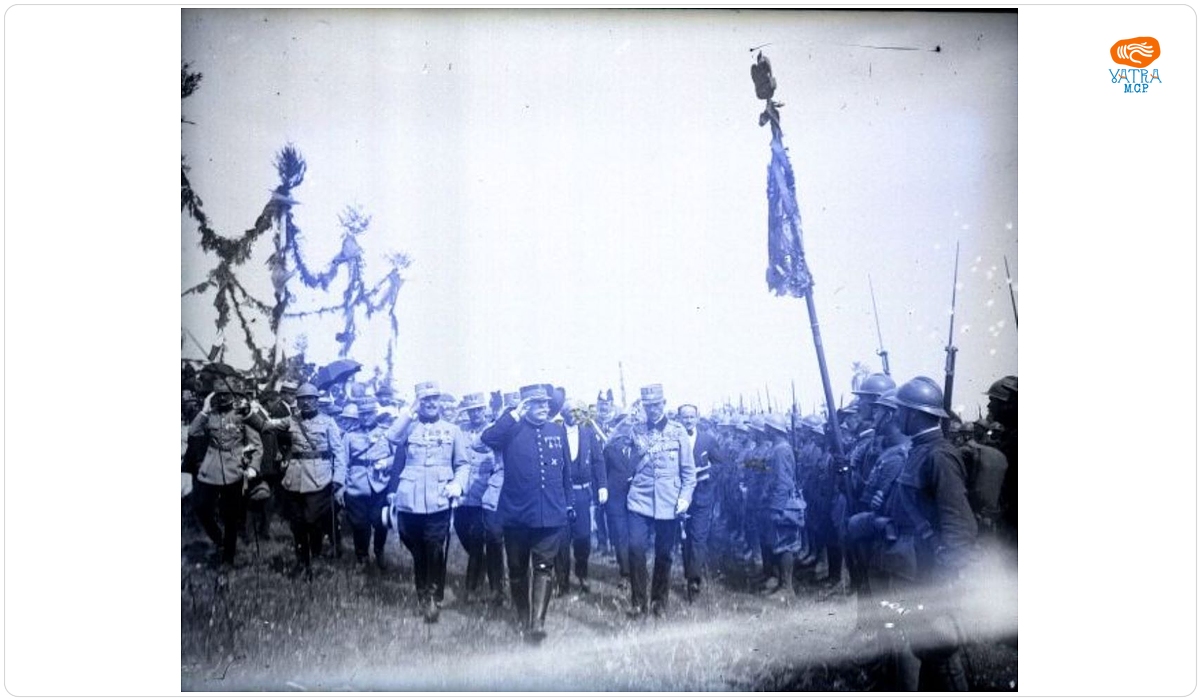 Delegația militară franceză condusă de mareșalul Ferdinand Foch pe platoul de la Alba Iulia