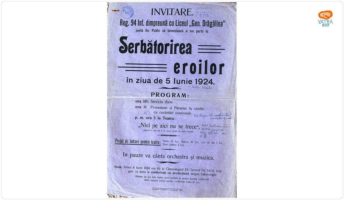 Programul organizat pentru sărbătorirea eroilor