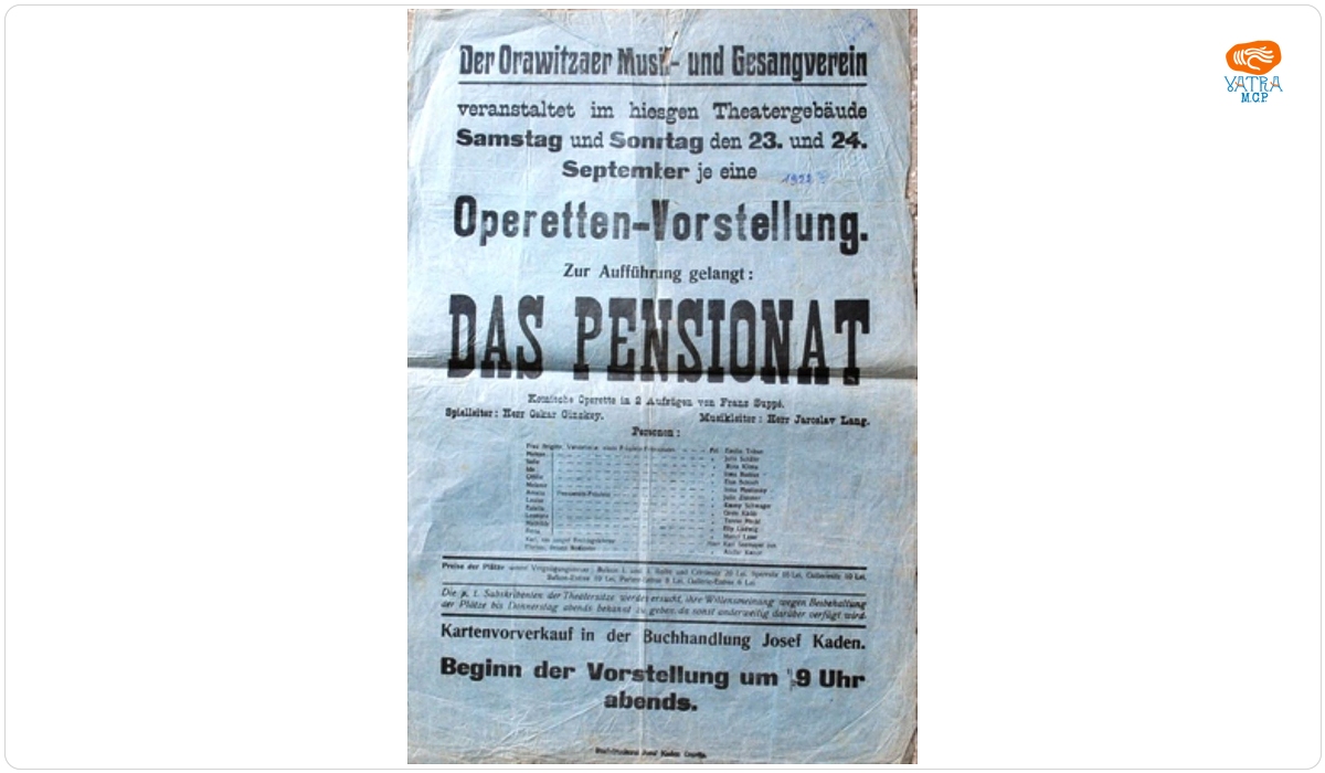 Tipografia Iosef Kaden — Afiș al operetei „Das Pensionat” de Franz Suppe
