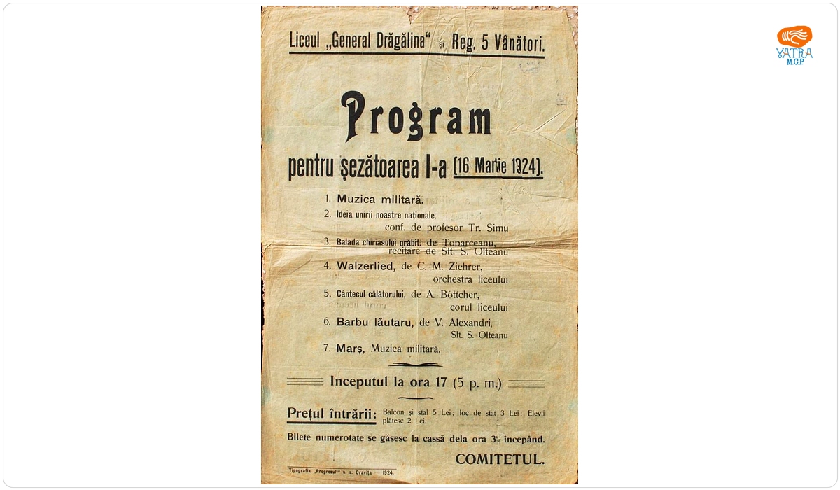 Tipografia Progresul — Afiș cu program pentru șezătoare
