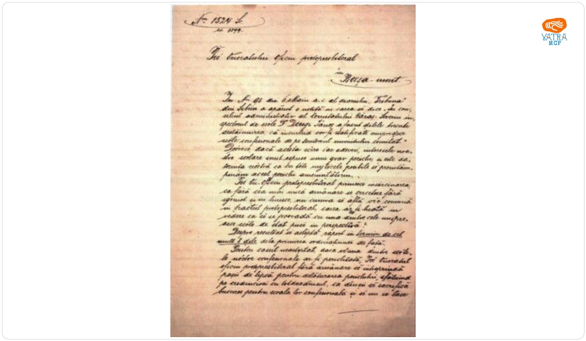 Nicolae Popea — Episcopul ortodox Nicolae Popea se adresează oficiului protopresbiteral din Bocșa Montană