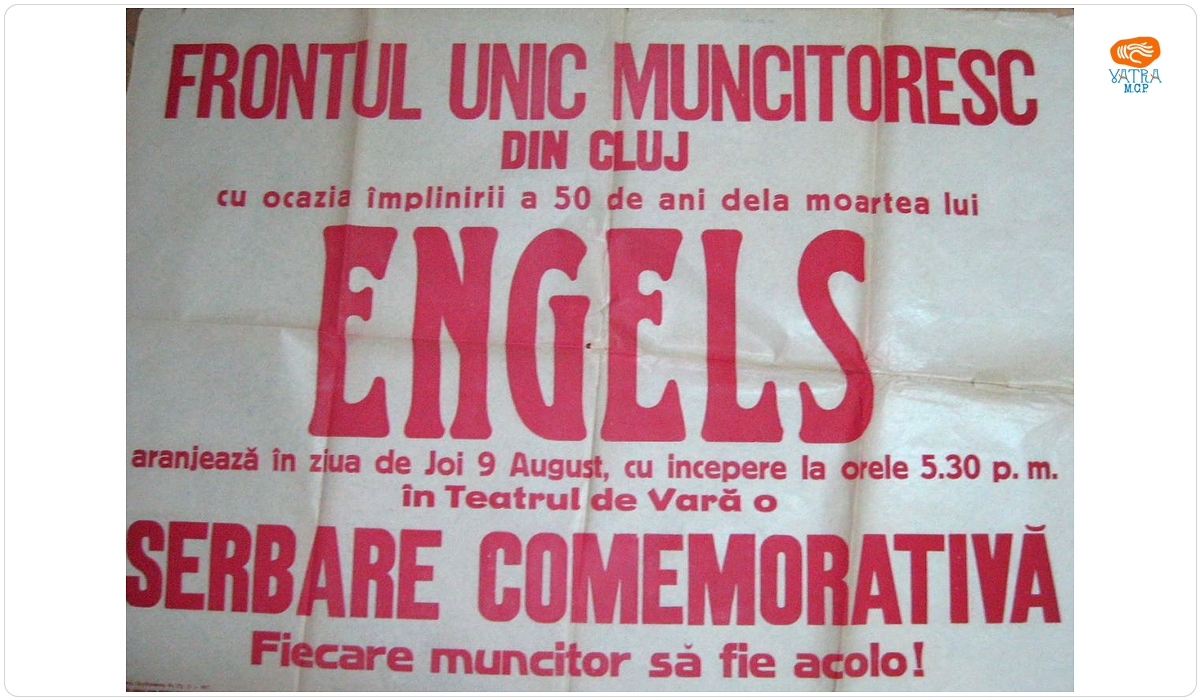 Frontul Unic Muncitoresc din Cluj cu ocazia împlinirii a 50 de ani de la moartea lui Engels