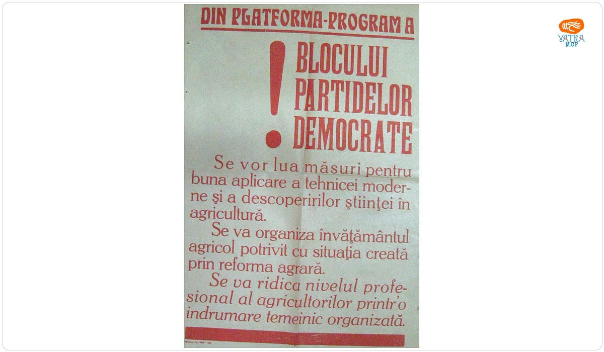 Din platforma-program a Blocului Partidelor Democrate despre agricultură