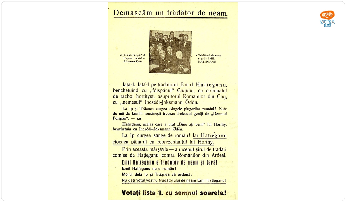 Demascăm un trădător de neam Emil Hațieganu