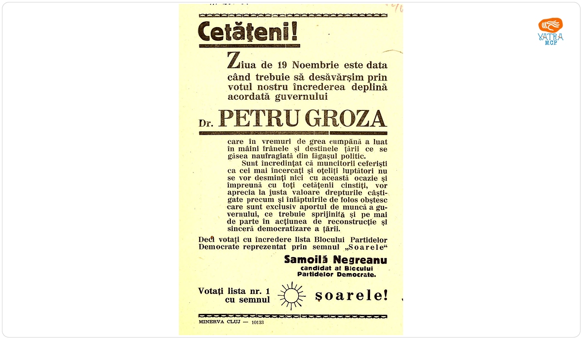 Îndemn al muncitorilor ceferiști de a vota SOARELE