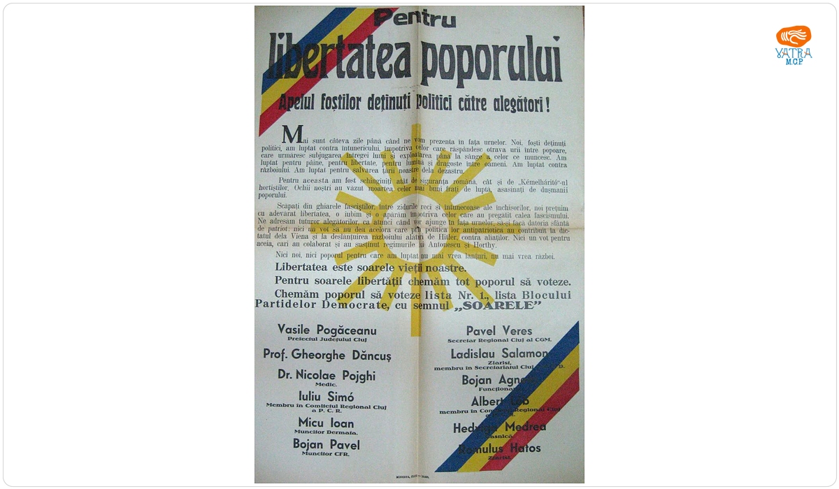 Pentru libertatea poporului - Apelul foștilor deținuți politici către alegători de a vota SOARELE