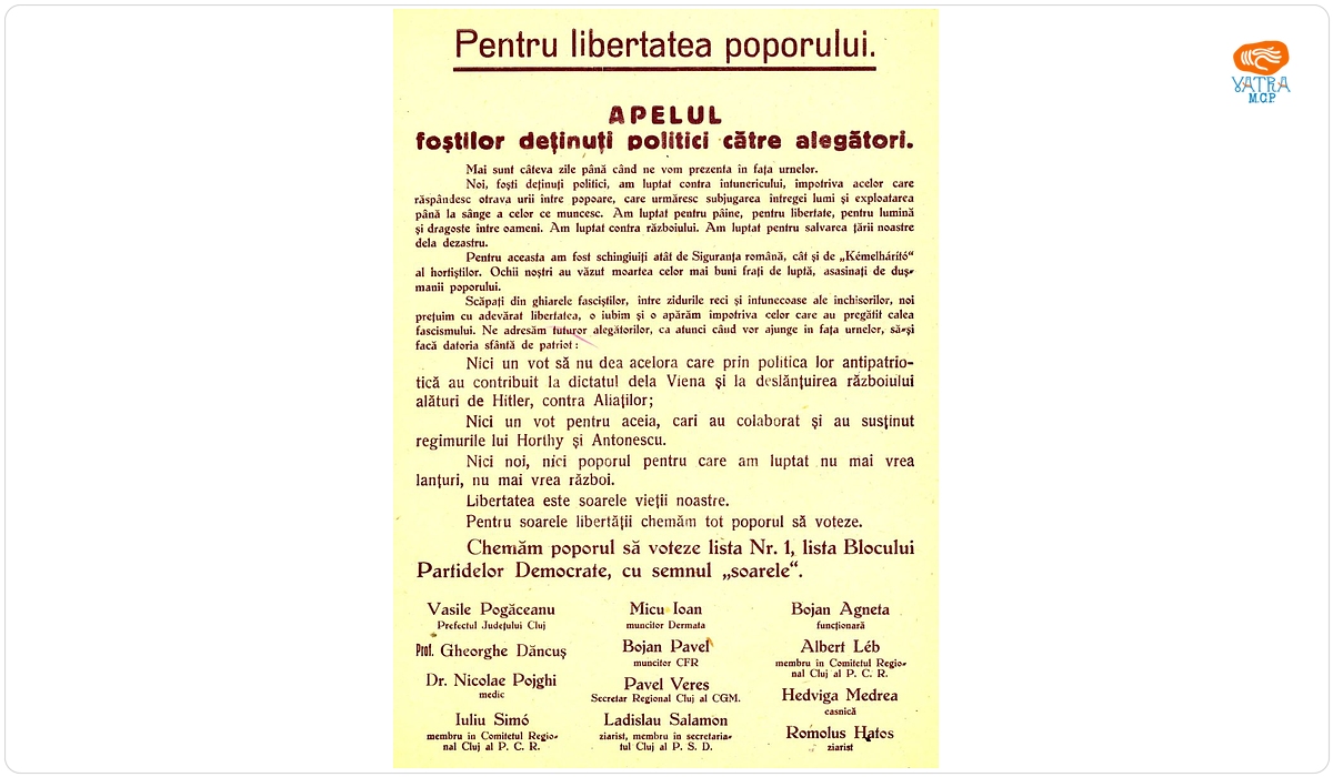 Pentru libertatea poporului - Apelul foștilor deținuți politici către alegători de a vota SOARELE