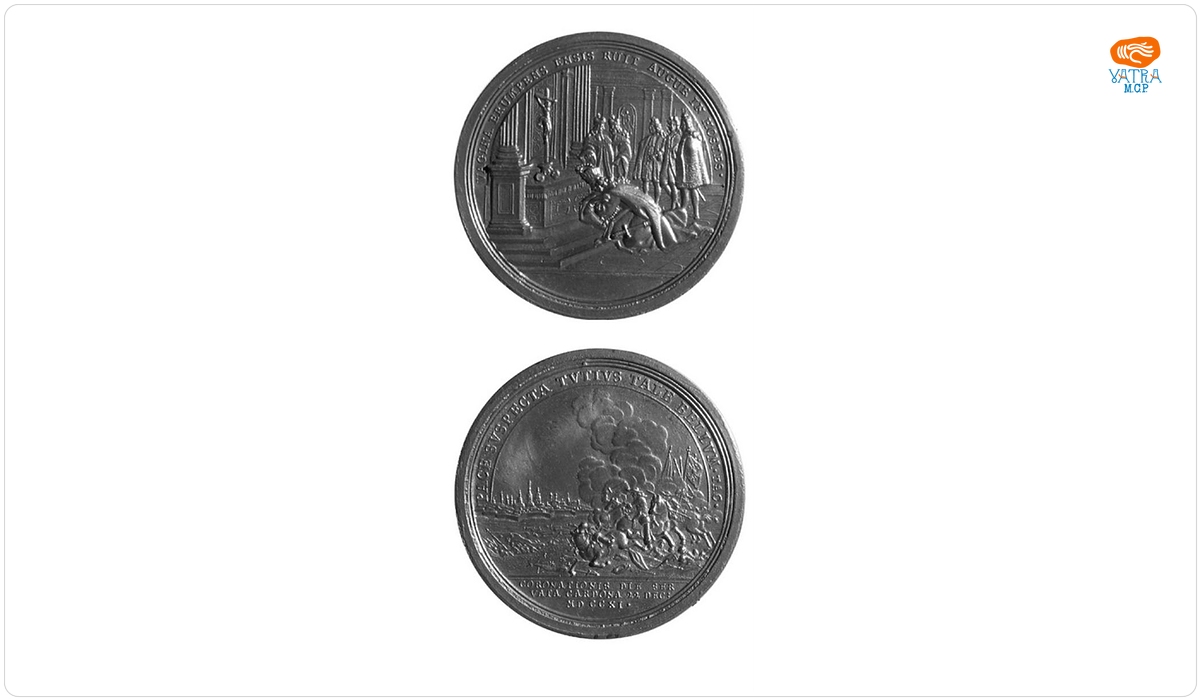 Medalie dedicată încoronării lui Carol VI ca împărat roman și victoriei de la Cardona