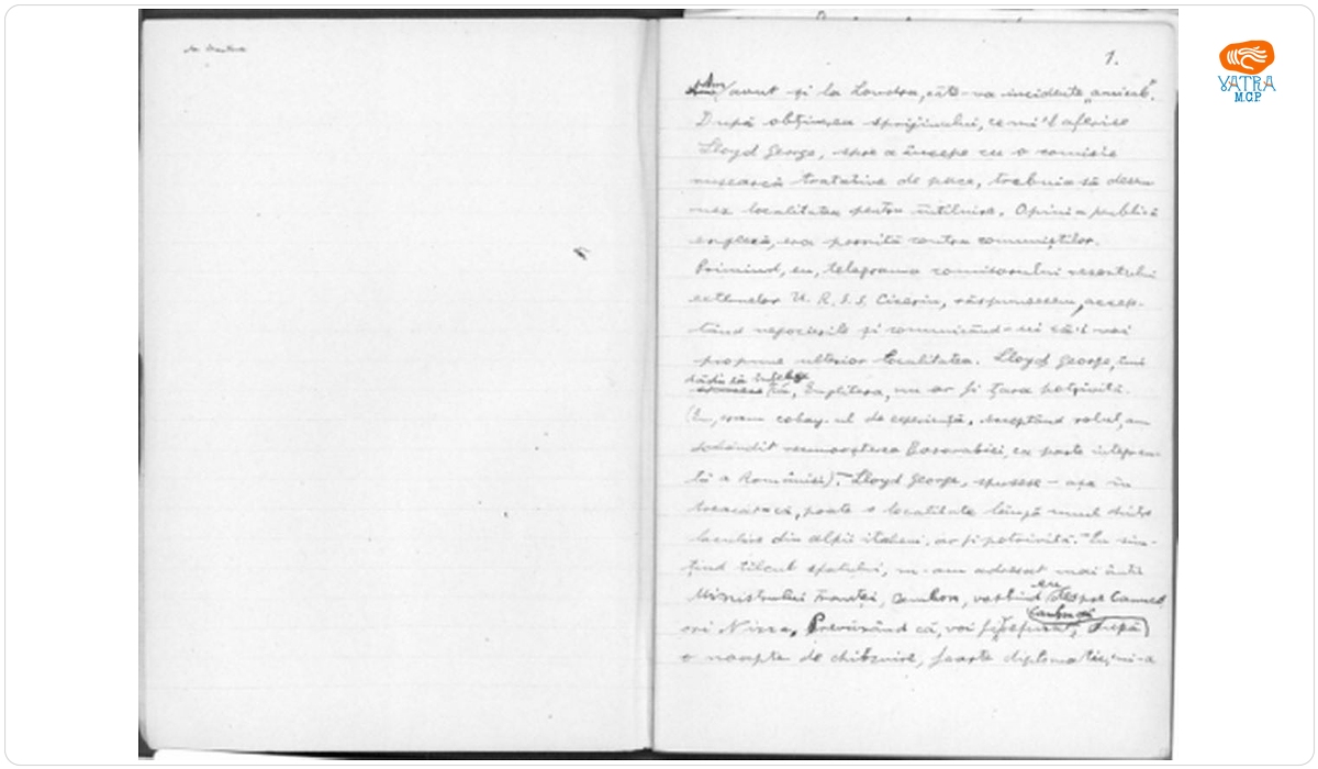 Alexandru Vaida Voevod — A. Vaida Voevod, Caiet de memorii politice din perioada Conferinței de Pace de la Paris, 1919, relații internaționale, viața politică după Unire