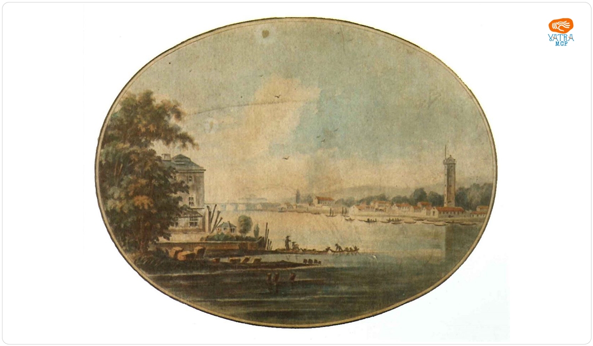 Laurent Guyot — Vedere parțială a portului Blackfriars, a turnului și a fabricii de muniție dinspre terasa de sub Casa Somerset