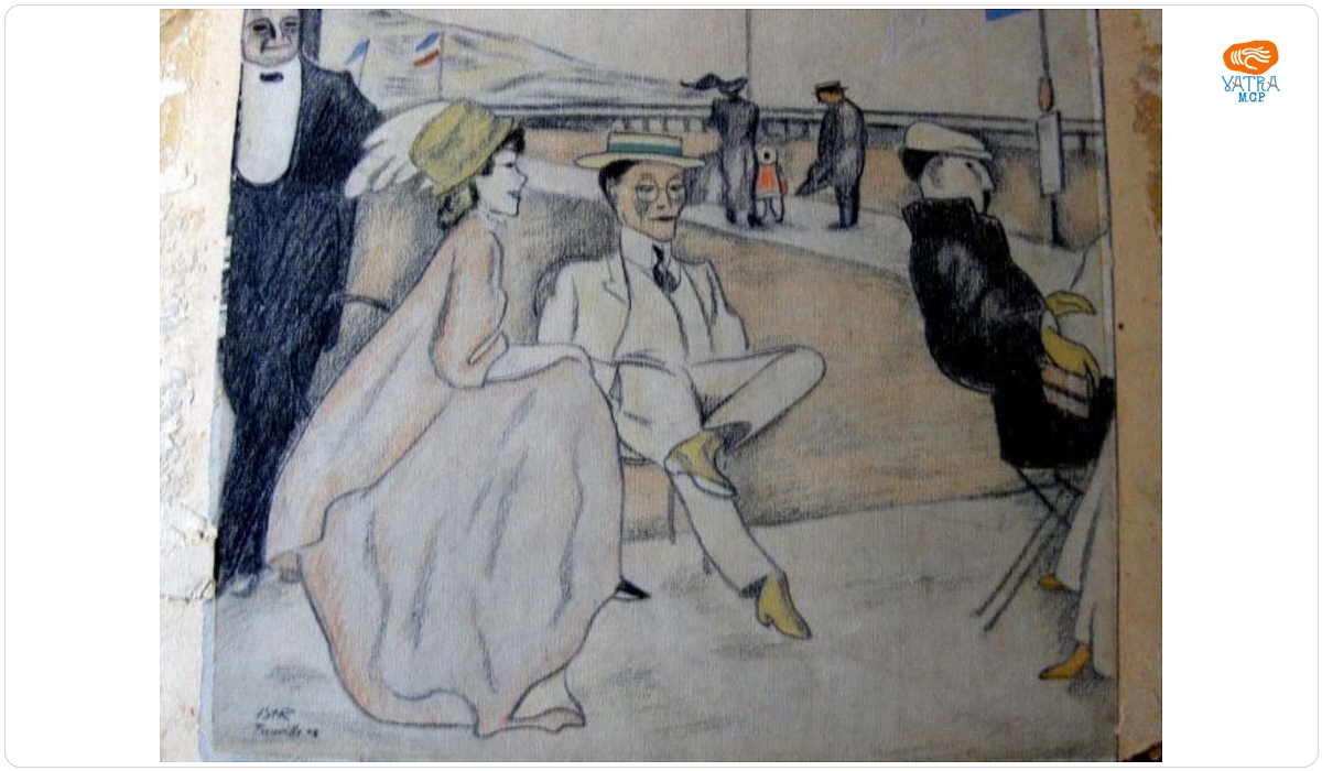 Plajă la Trouville (Desen satiric)