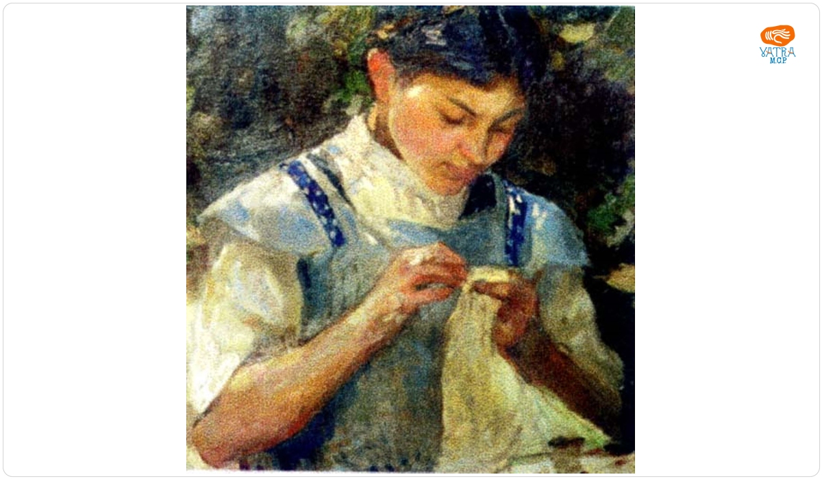 Ipolit Strâmbu — Fetiță cusând