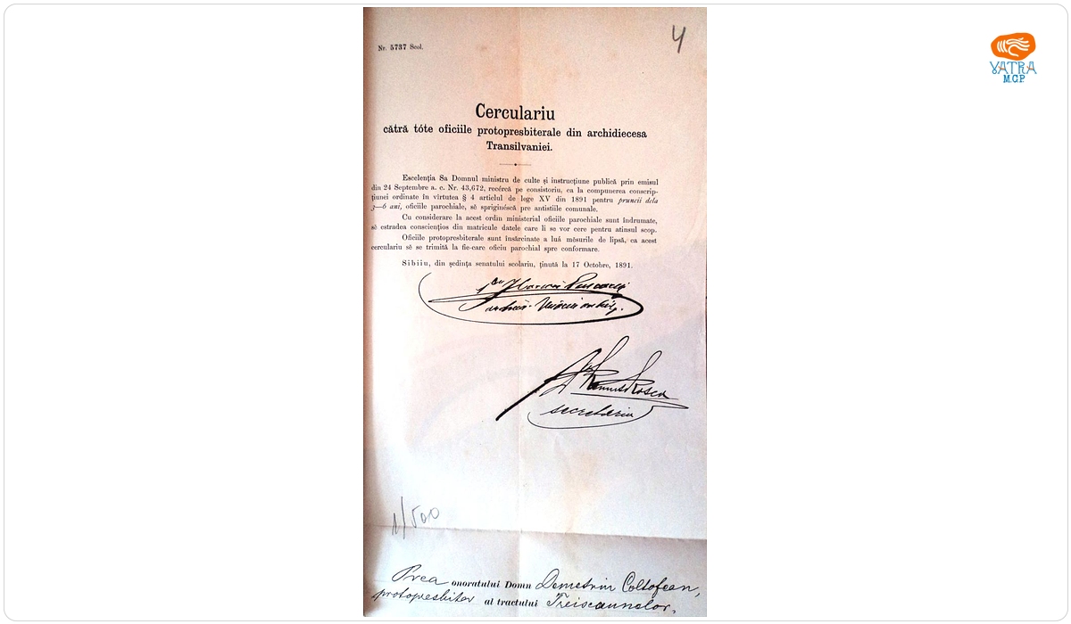 Solicitarea ministrului cultelor și instrucțiunii publice, ca oficiile parohiale să sprijine autoritățile comunale la întocmirea evidenței copiilor între 3-6 ani