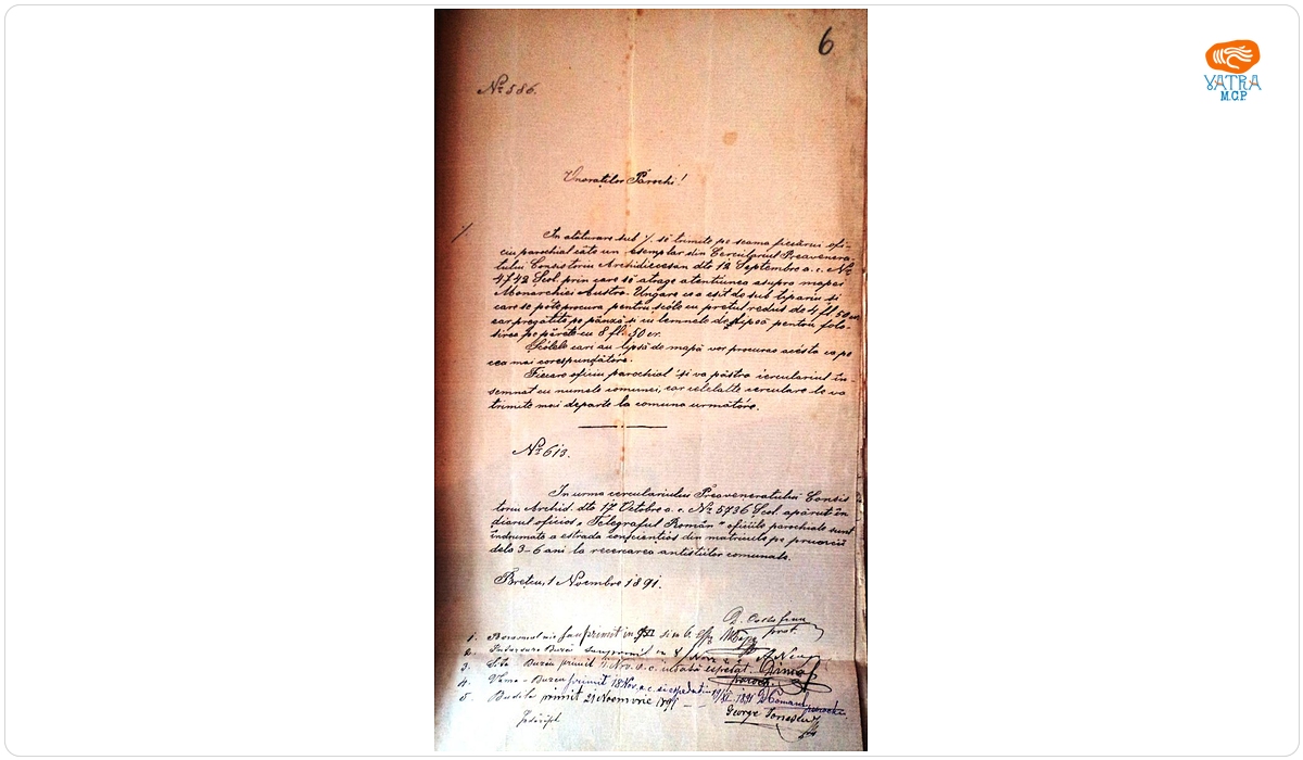 A protopopul Dimitrie Coltofean trimite oficiilor parohiale circularele Consistoriului arhidiecezan din 12 septembrie și 17 octombrie 1891