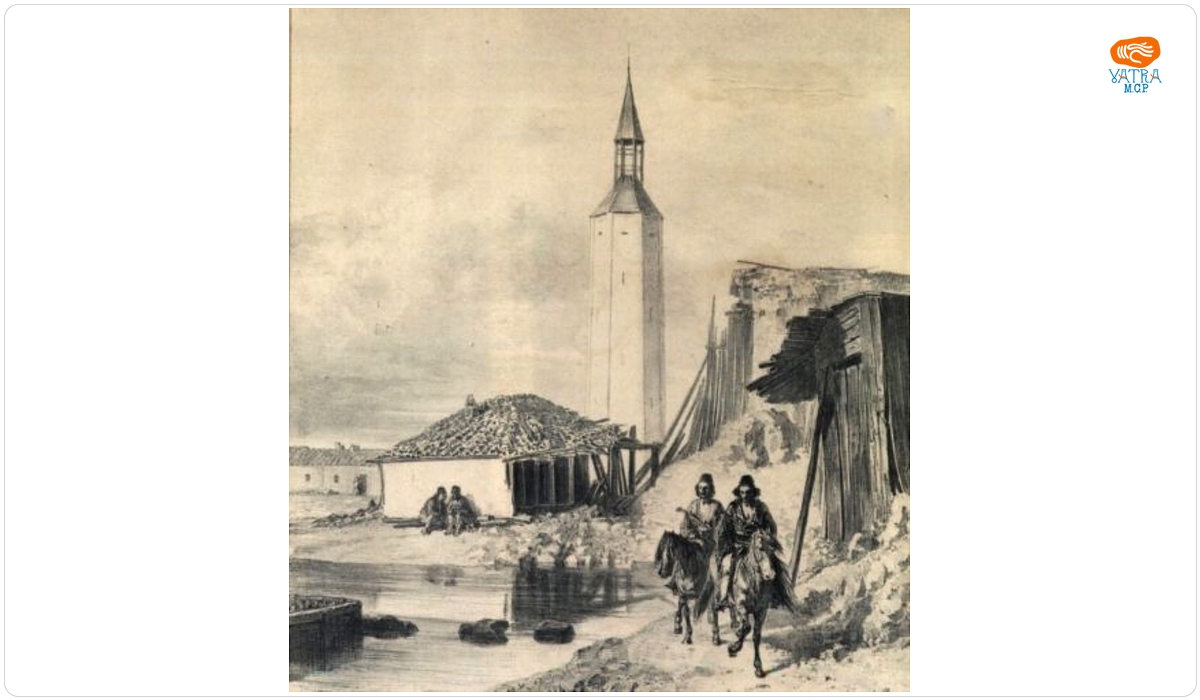 Auguste Denis Marie Raffet — Tour de l'horologe. Batie pendant l'ocupation turque. Giurgievo (Valachie)