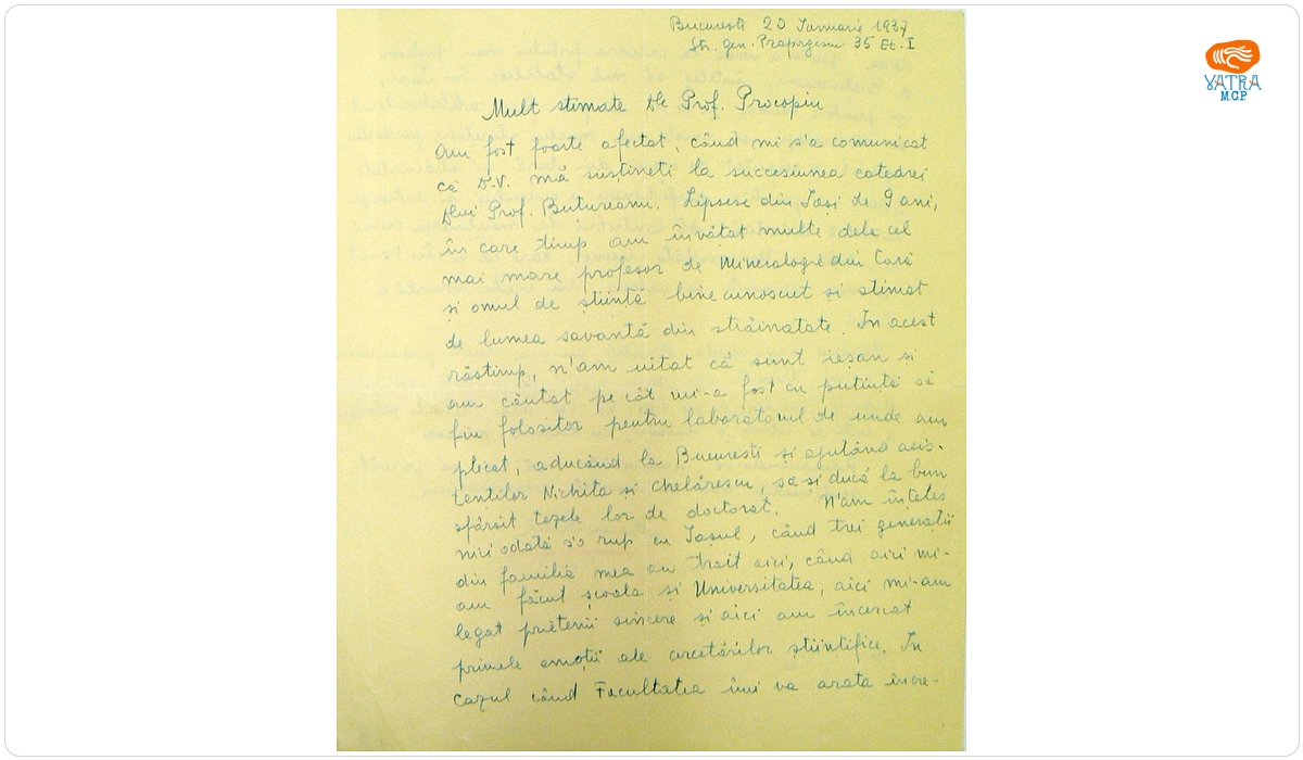 Mirca Ion Savul către prof. Ștefan Procopiu