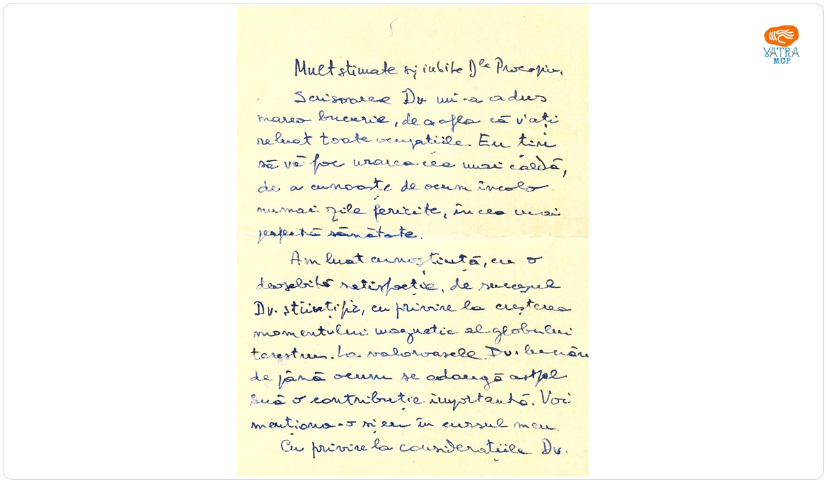 Prof. Nicolae Bărbulescu către Ștefan Procopiu