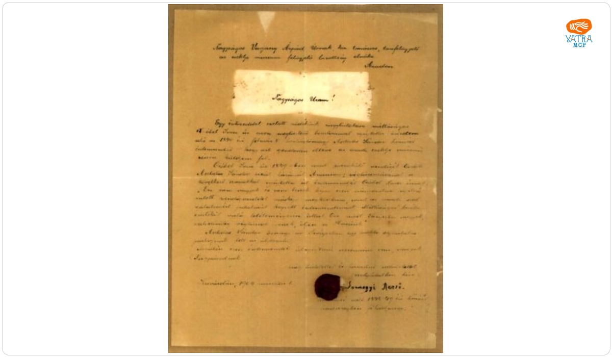 Scrisoarea de atestare privind medalia militară pentru vitejie cl a II-a primită de maiorul de honvezi Asytalos Sandor