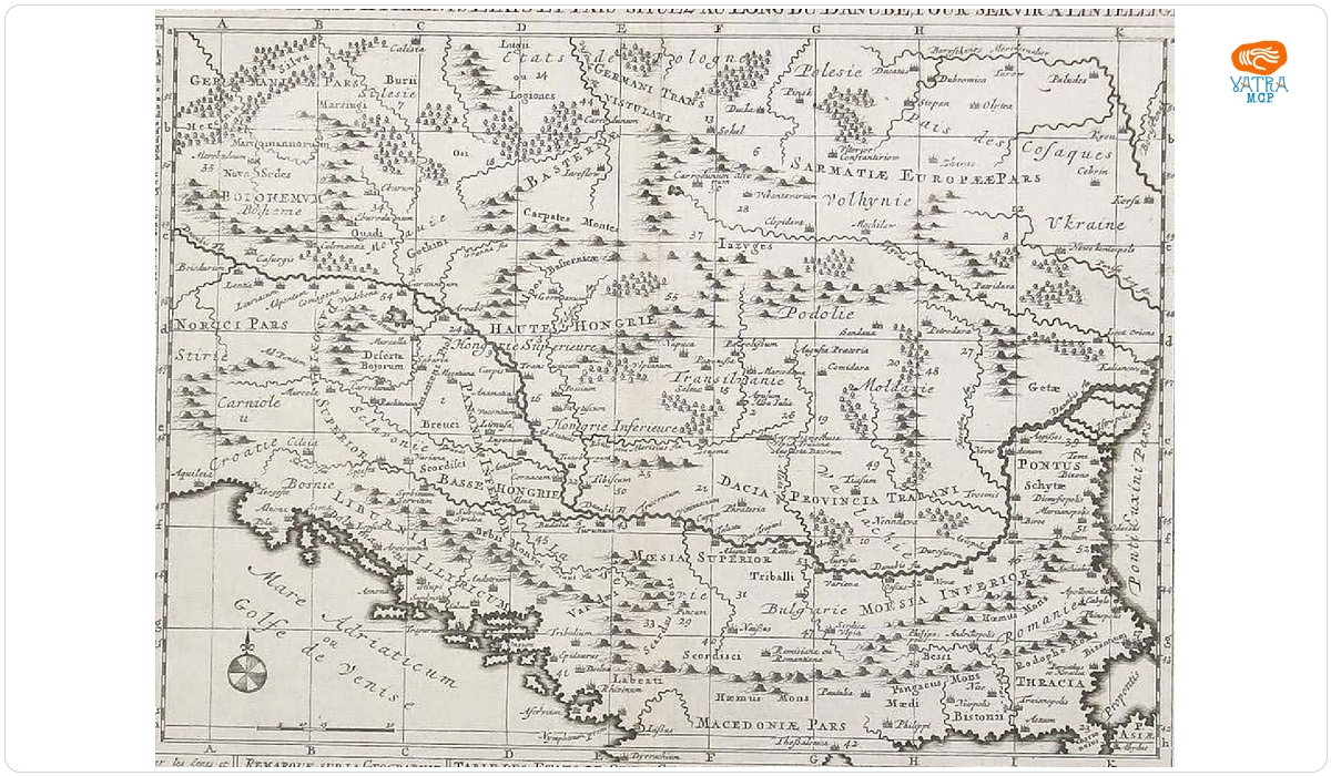 Henri Châtelain — Henri Châtelain, Europa central-estică în antichitate și în epoca modernă, Amsterdam, 1708 (ed.: Zacharia Châtelain și François L'Honoré, Amsterdam, 1708; 1732).