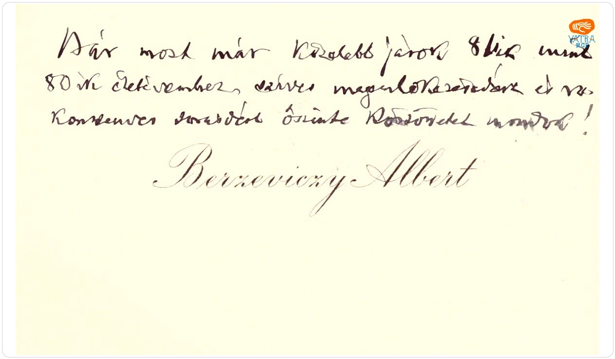 Carte de vizită a lui Berzeviczy Albert