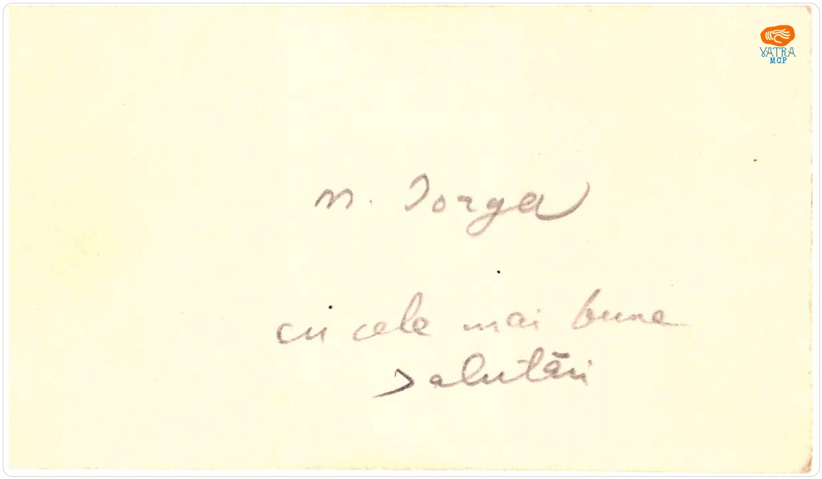 Carte de vizită a lui Nicolae Iorga