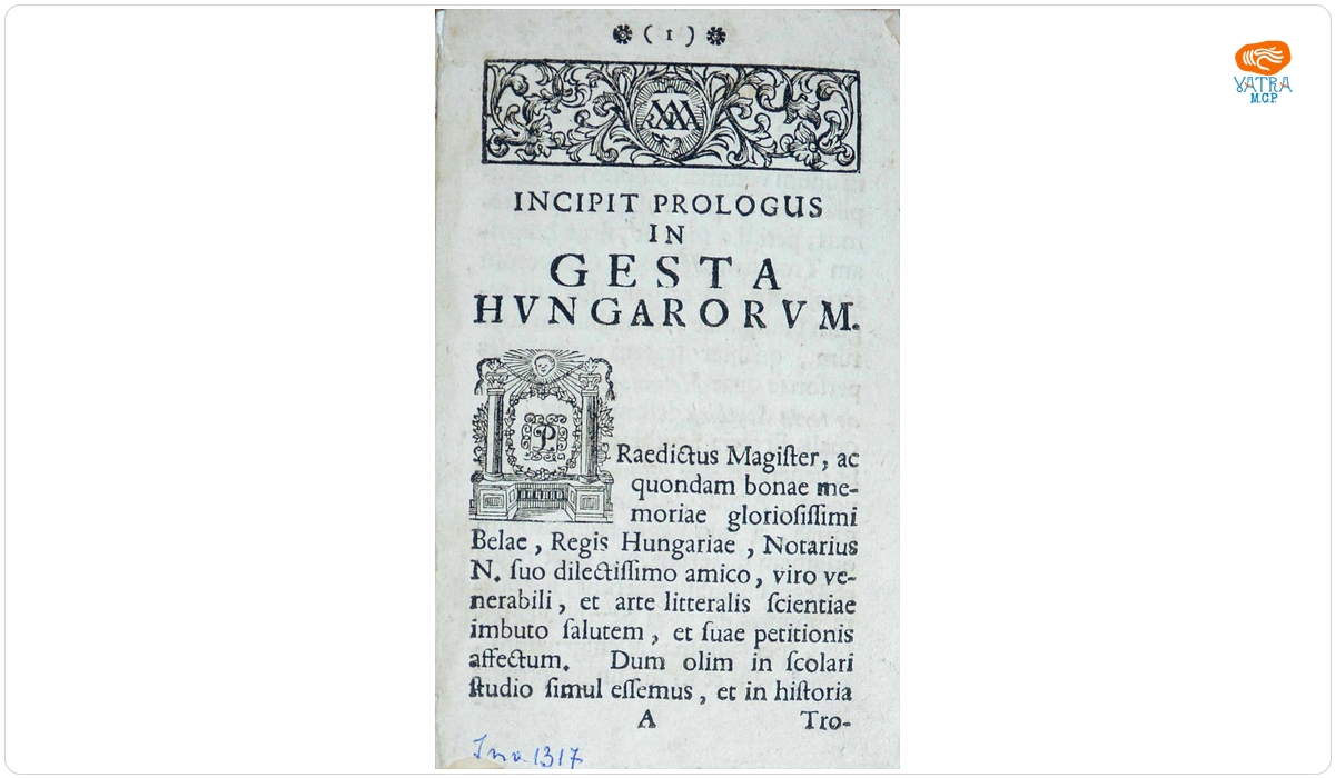 Anonymus, autor — Anonymi Belae regis notarii, historia hungarica de septem primis ducibus hungariae