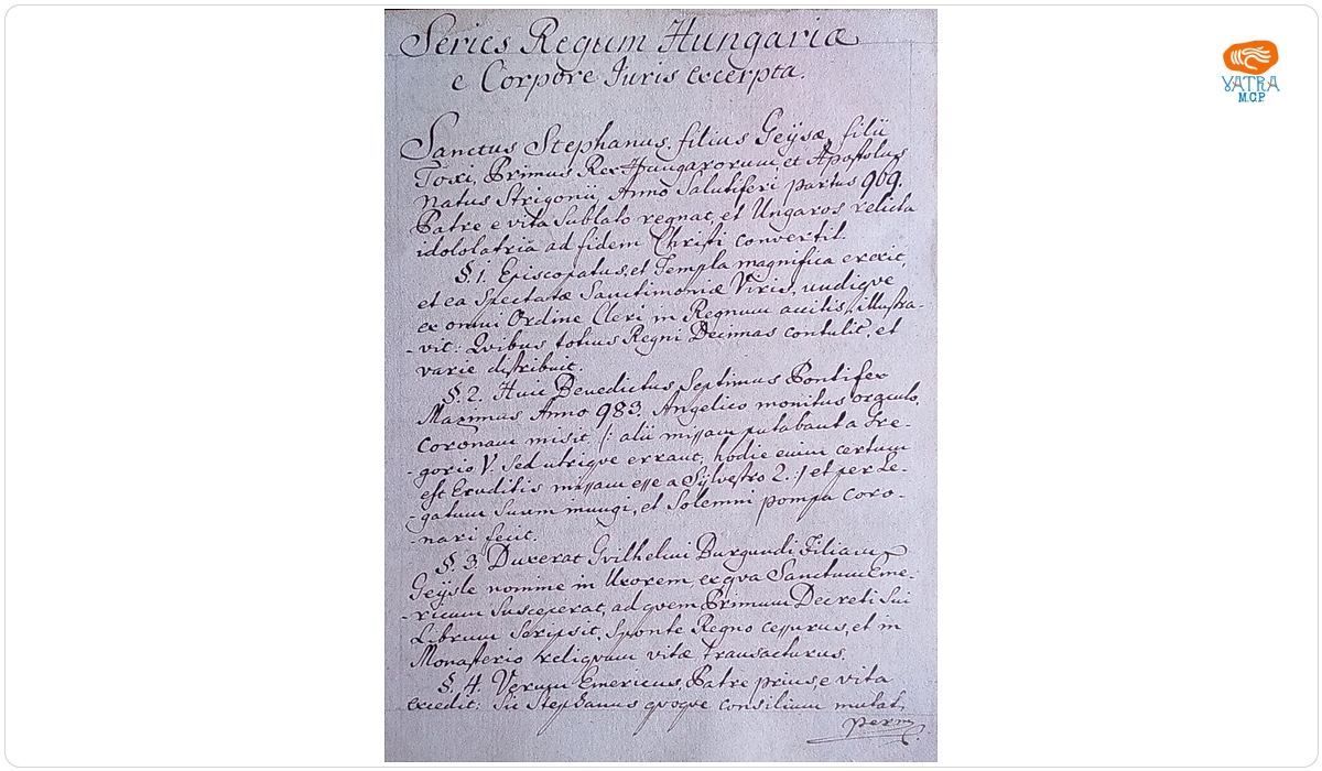 Series regum Hungariae e corpore iuris excerpta