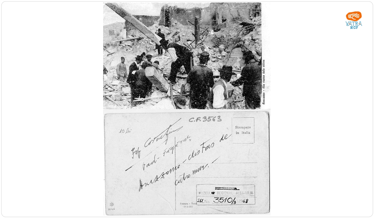 Căutarea victimelor printre ruine după bombardament