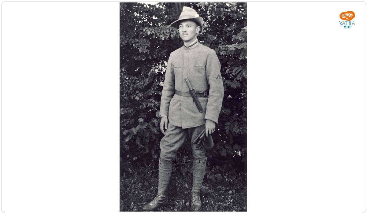 Sublocotenentul Pop Corneliu în uniformă de alpin (infanterist de munte) al armatei italiene