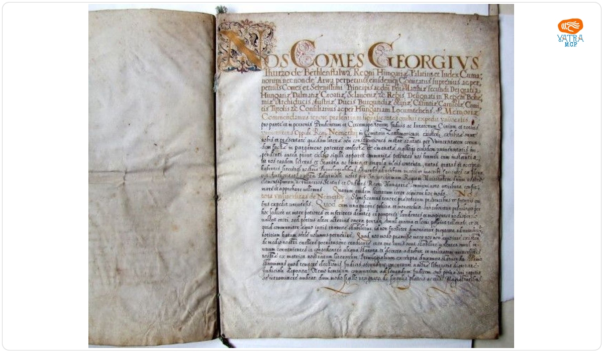 Comes Georgius Thurzo — Comitele Georgius Thurzo de Bethlenfalva, palatin al regatului Ungariei confirmă statutele orașului Mintțiu(Nemethy) adoptate de oraș în 12 martie 1514.