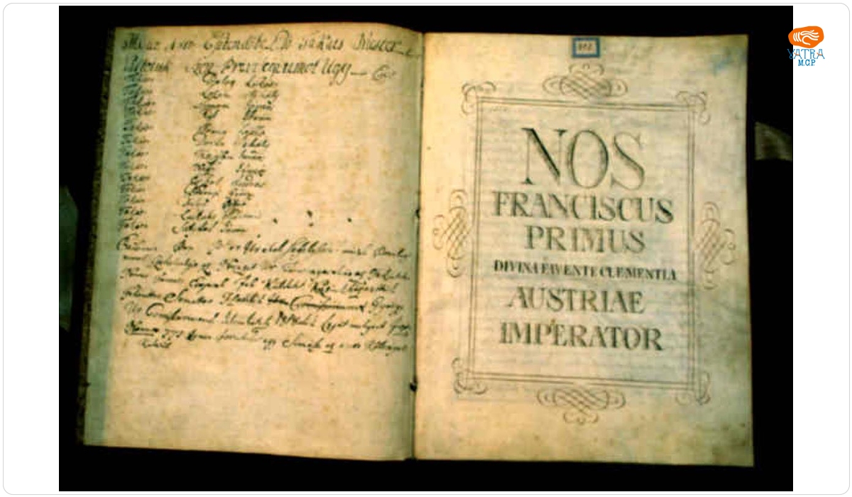 Sigismund Banffy  și Erdody Josephus — Privilegiile breslei țesătorilor din orașul regal Satu Mare, emis de împăratul romano-german și regele Ungariei Francisc I