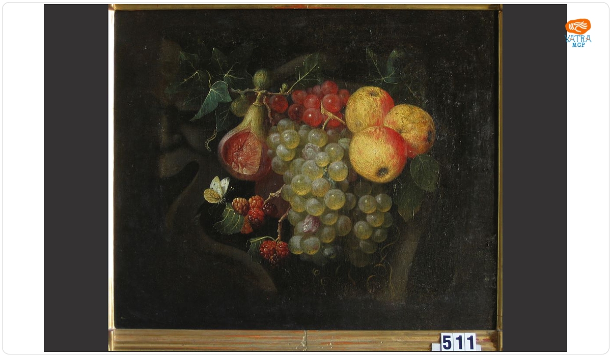 Fructe cu pară tăiată (pandant: Fructe cu pepene rupt)