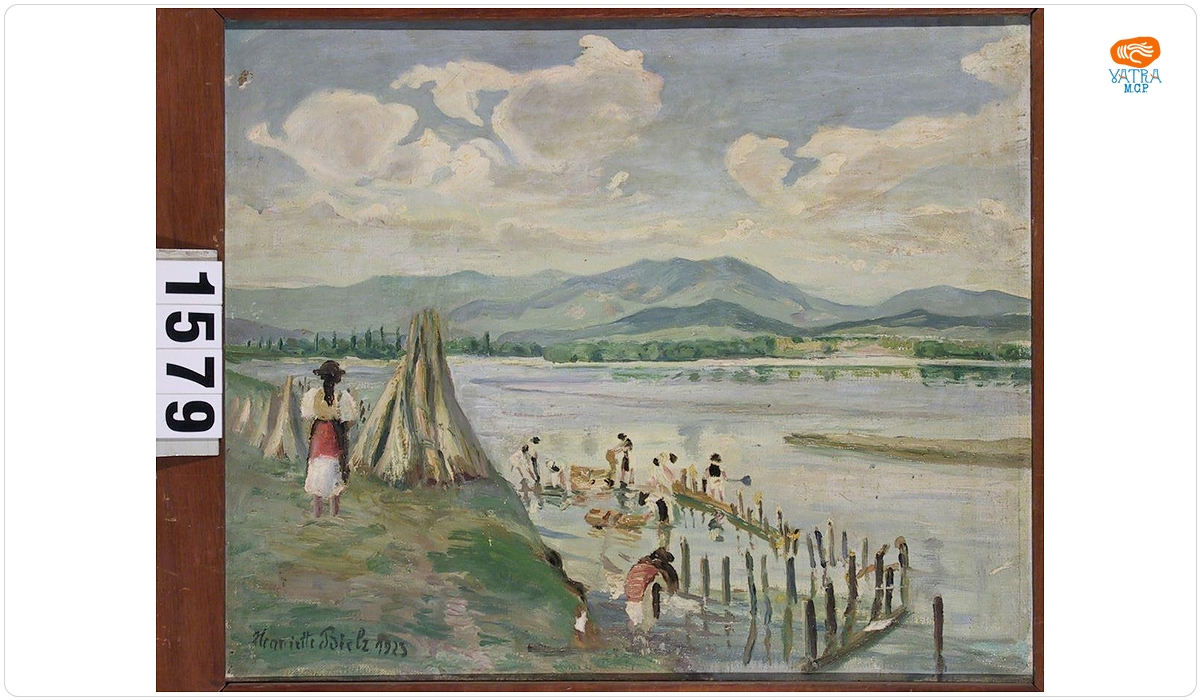 Henriette Bielz — Femei spălând cânepă în Olt (Avrig)