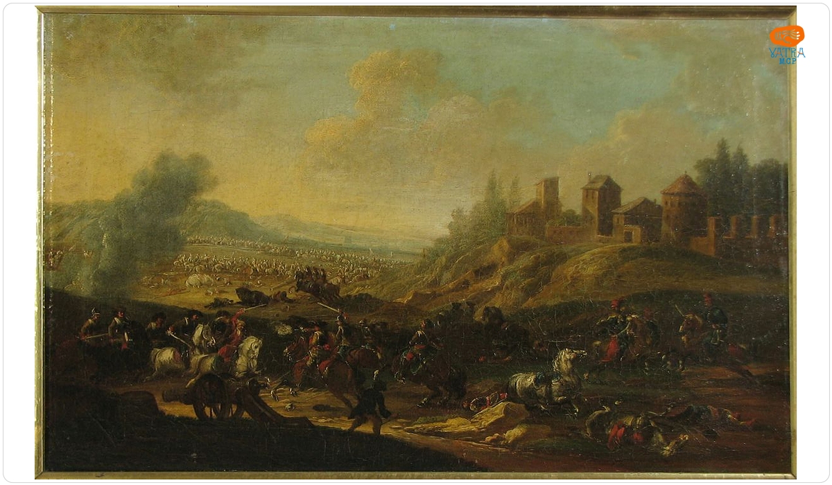 Luptă de cavalerie lângă castel; pandant: Luptă de cavalerie între cuirasieri și tătari