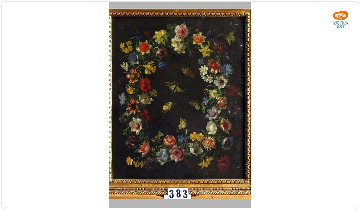 Jan Brueghel — Ghirlandă de flori cu cinci fluturi (în registrul inventar: Cunună de flori cu cinci fluturi)