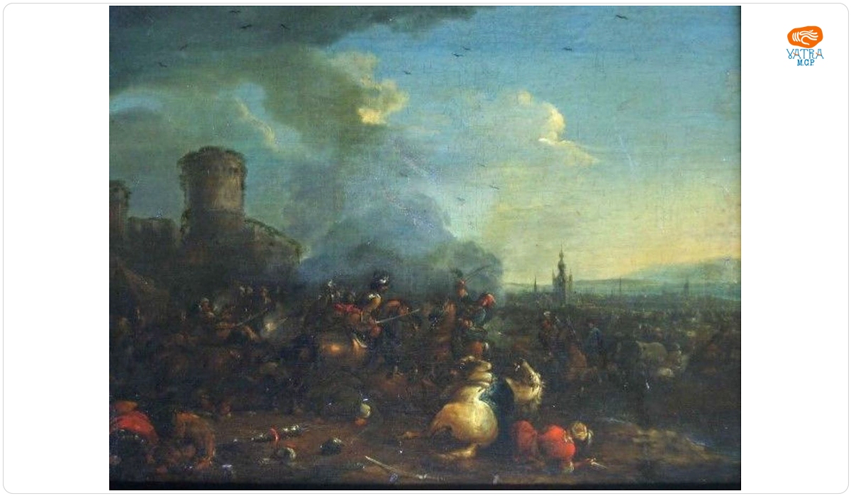 Luptă de cavalerie lângă un castel