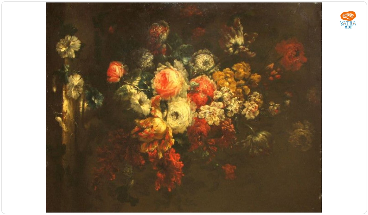 Buchet de flori cu trandafir alb; pandant: Buchet de flori cu trandafiri roșii