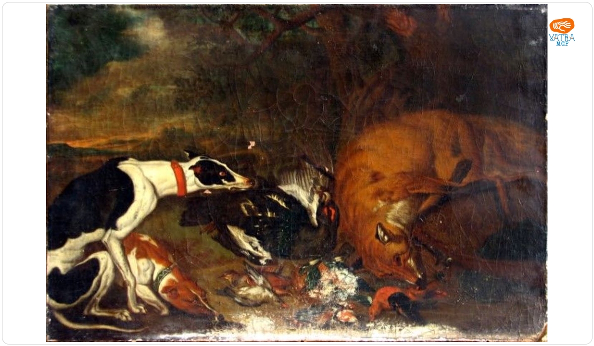 Philipp Ferdinand Hamilton — Vânat păzit de doi câini ; pandant: Vânat păzit de câini