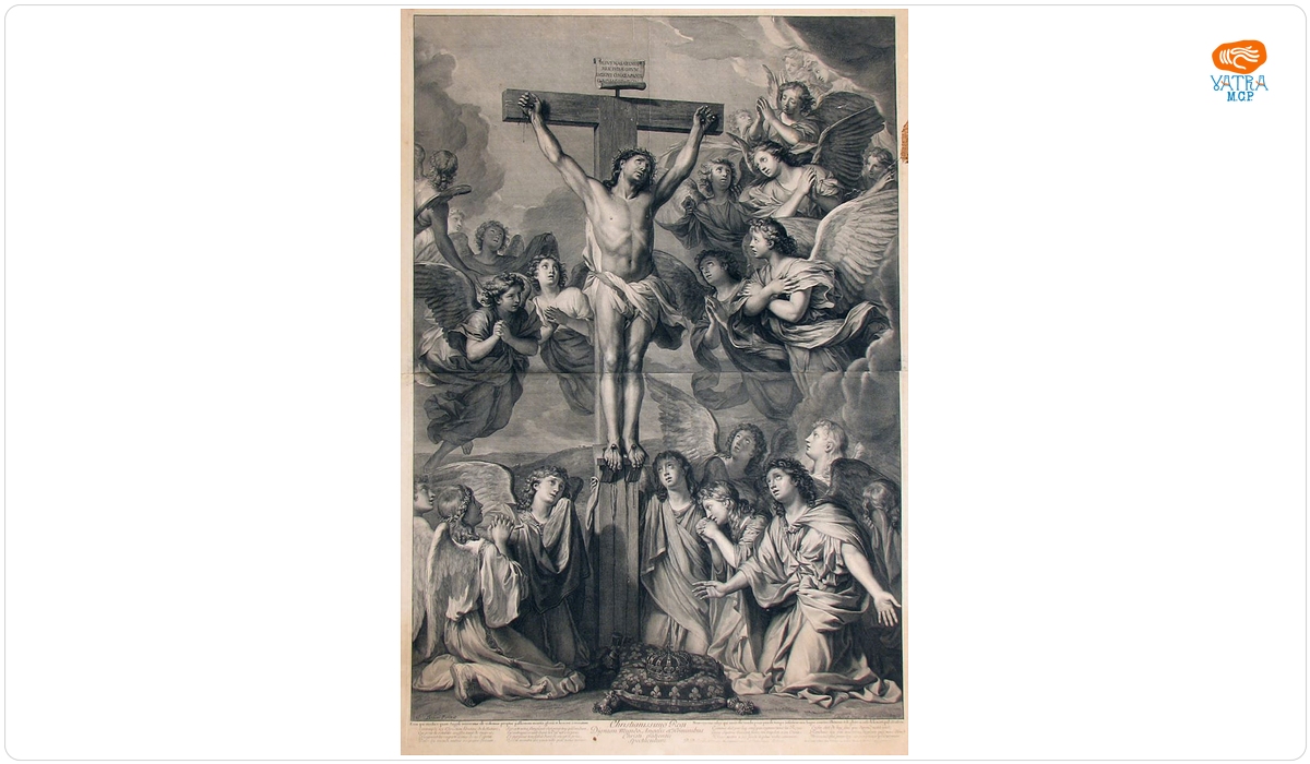 Christianissimo Regi dignum mundo angelis et hominibus Christi patientis spectaculum; în registrul inventar: „Isus pe Cruce”
