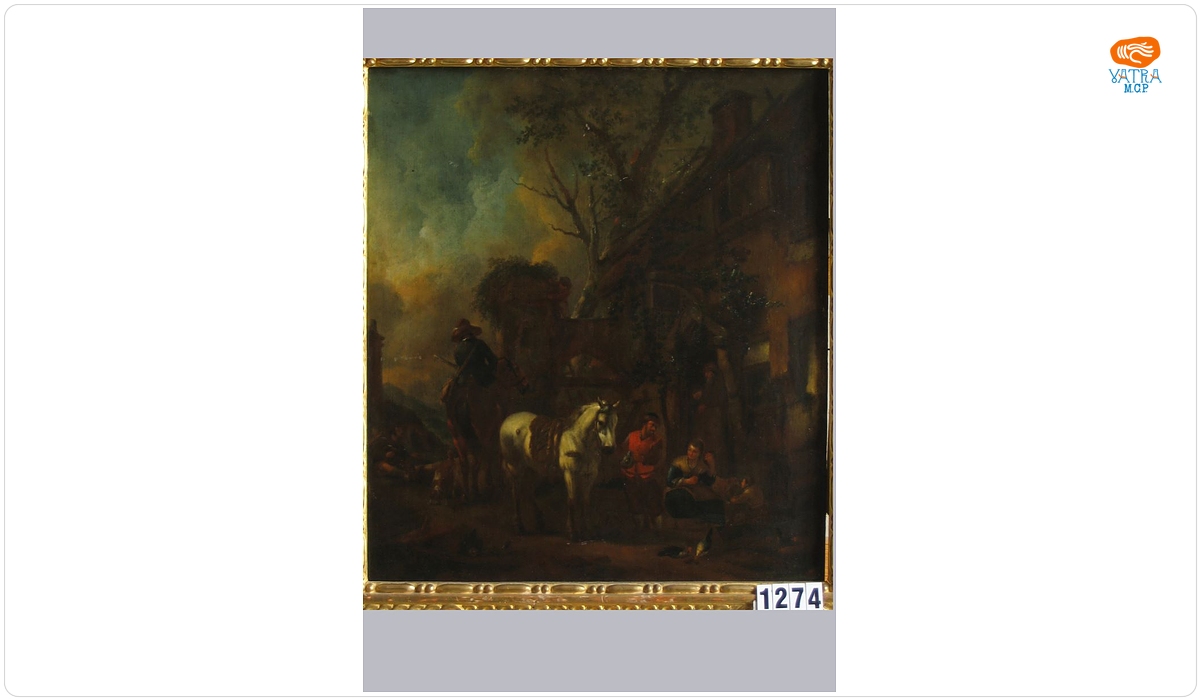 Philips (în registrul inventar: Genul lui Philips Wouwerman) Wouwerman — Popas lângă cârciumă (în registrul inventar: Lângă cârciumă)