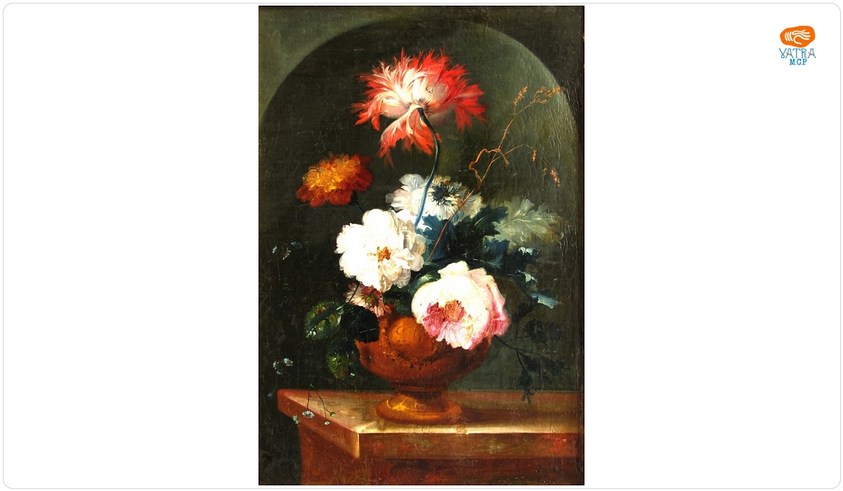 Buchet de flori în vas galben