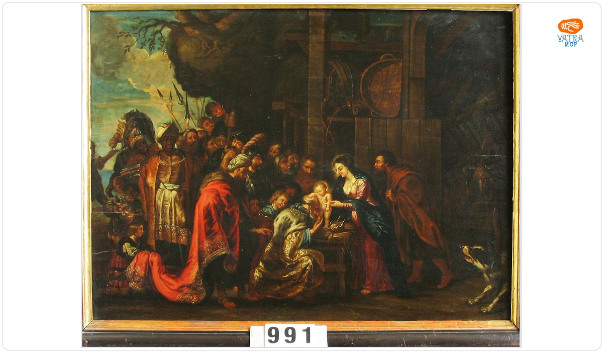Peter Paul Rubens — Adorația magilor; în registrul inventar: Cei trei magi adorând pe Christos