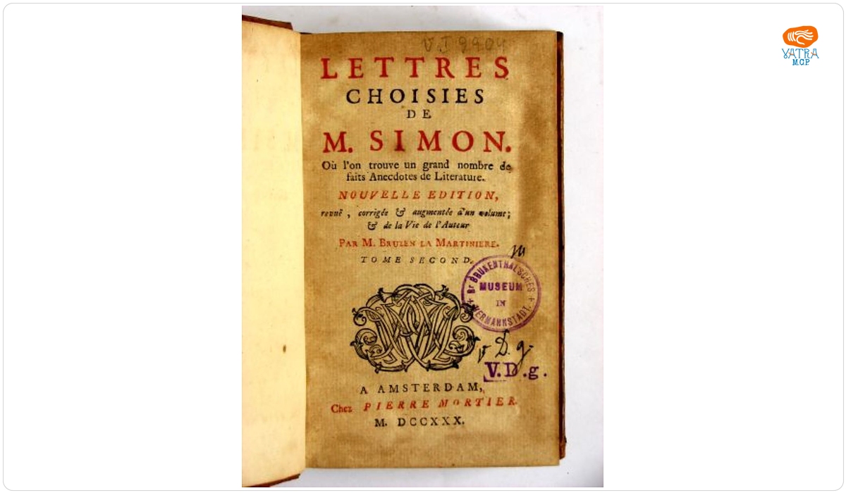 Richard Simon; comentator: Bruzen la Martiniere; editor: Pierre Mortier — Lettres Choisies de M. Simon
