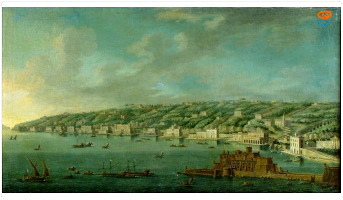 Vedută din Neapole cu Castel dell' Ovo și Posillipo