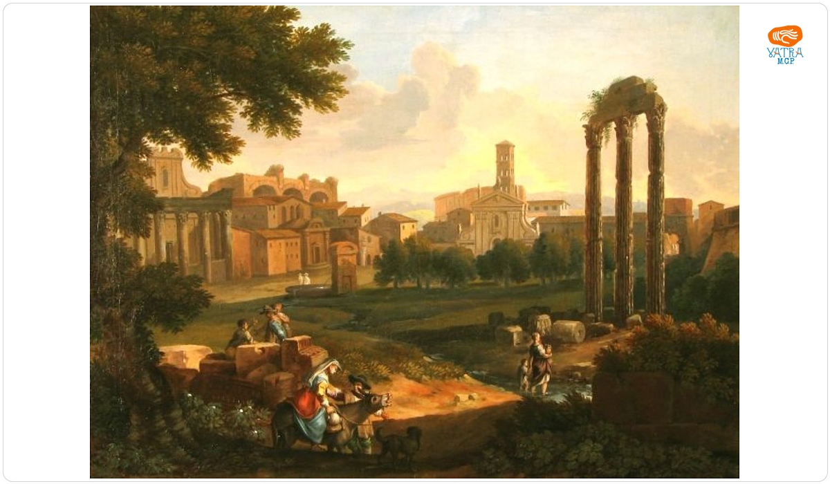 Paolo Anesi — Vedere din Roma Veche (Roma cu columnele templului lui Jupiter)
