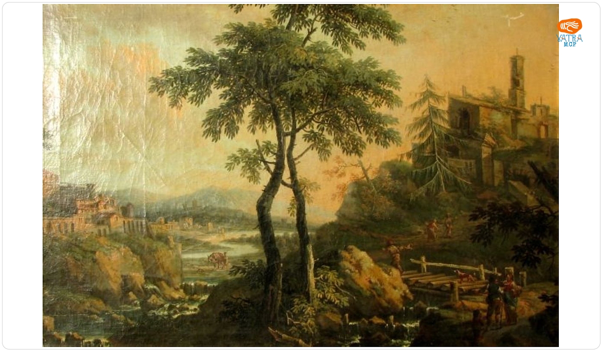 Anton Steinwald — Peisaj stâncos cu ruine; pandant: Peisaj muntos cu ruine