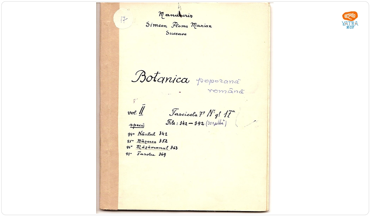 Simion Florea Marian - autor — Botanica poporană română (vol. II, fasc. 7); Specii: Năutul, Măzerea, Măzăreanul, Fasolea