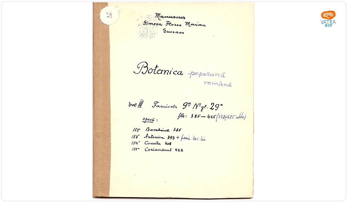 Simion Florea Marian - autor — Botanica poporană română (vol. III, fasc. 9); Specii: Baraboiul, Antonica, Cucuta, Coriandrul