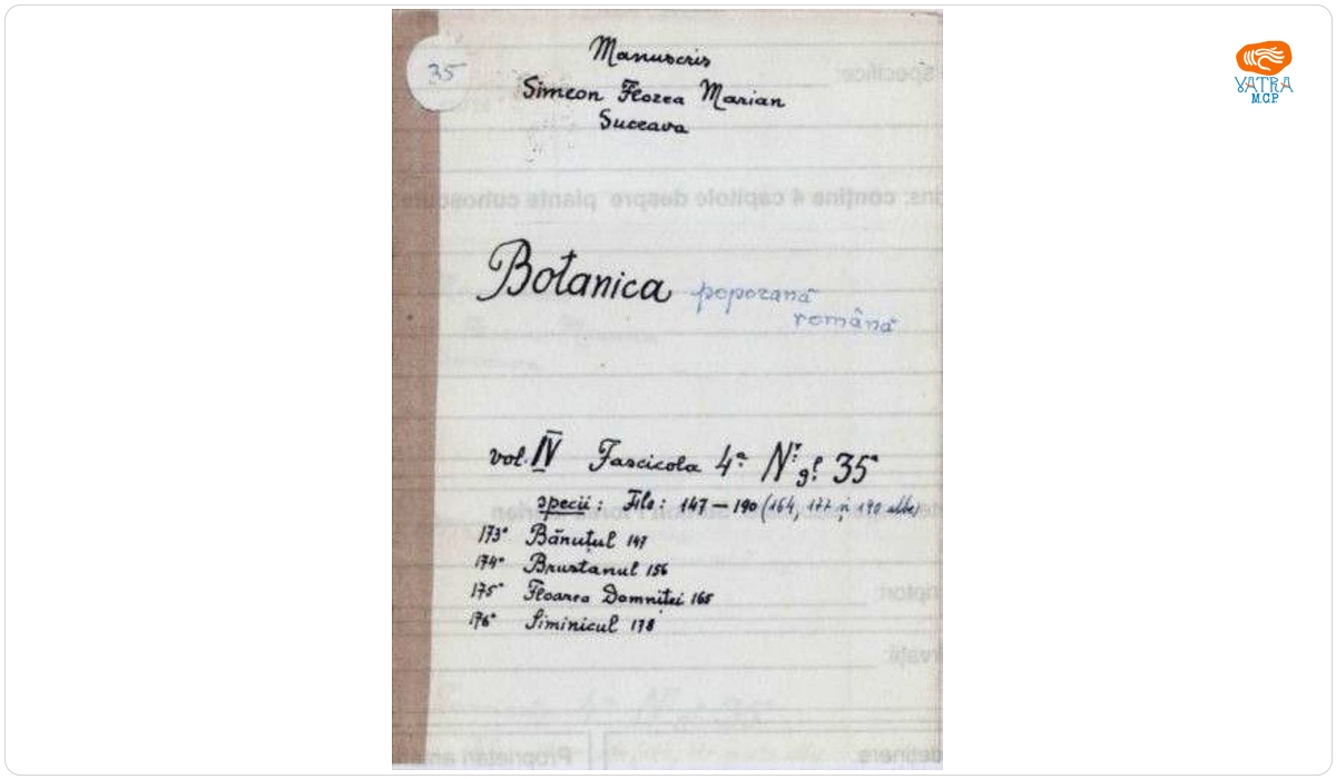 Botanica poporană română vol. IV, fascicola 4, specii: Bănuțul, Brustanul, Floarea Domniței, Siminicul